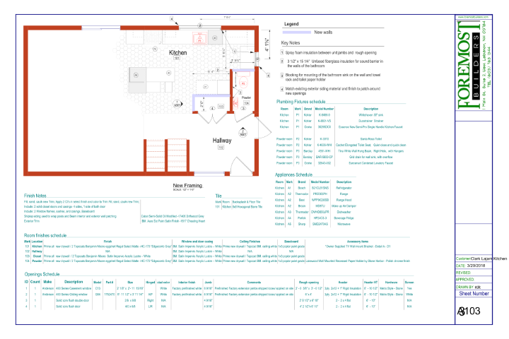Open floor plan remodel blueprint