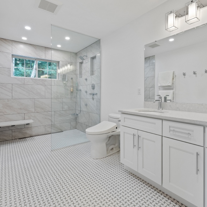 Gas Range Stovetop with Blue and White Subway Tile