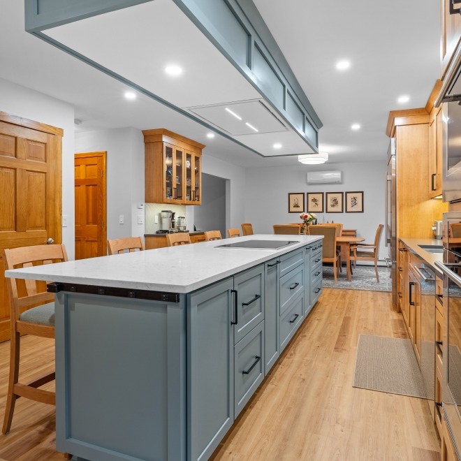 Gas Range Stovetop with Blue and White Subway Tile