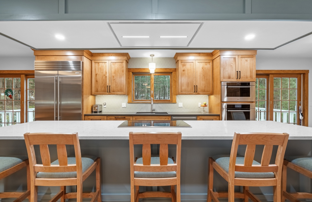 Gas Range Stovetop with Blue and White Subway Tile